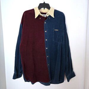 Vintage Arizona Jean Company Corduroy Two Tone Button-down Shirt